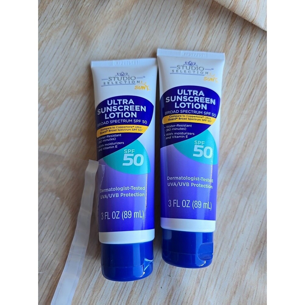 Lot of 2 Studio Selection Ultra Sunscreen Lotion SPF 50 EXP 2/25  3 Oz